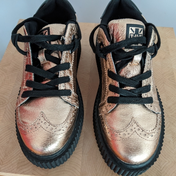 TUK platform, rose gold sneakers. - Picture 3 of 5